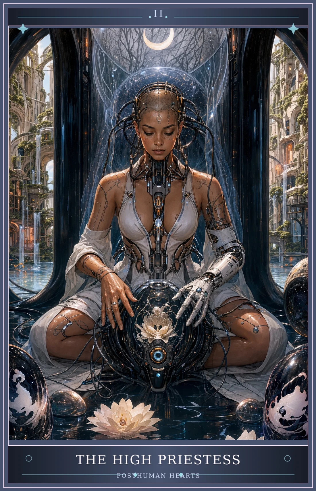 The High Priestess card for Posthuman Hearts
