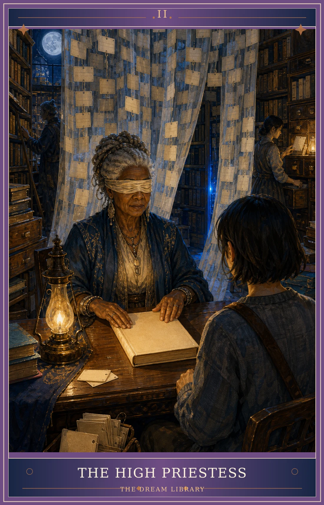 The High Priestess card for The Dream Library